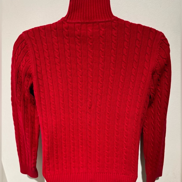 Vintage Ralph Lauren Cable Knit Turtleneck Sweater Crest Logo Made in USA - Picture 5 of 8